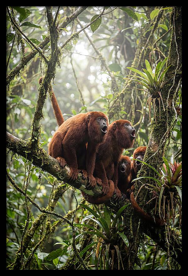 Howler Monkey Troop In Canopy