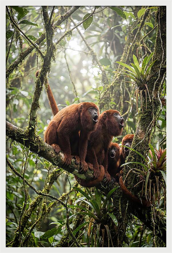 Howler Monkey Troop In Canopy