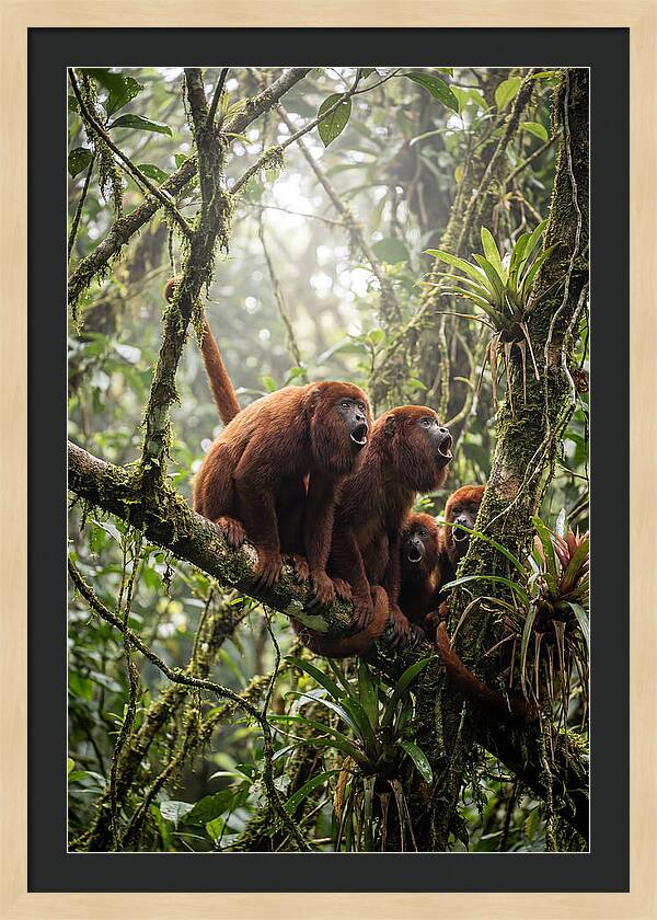 Howler Monkey Troop In Canopy