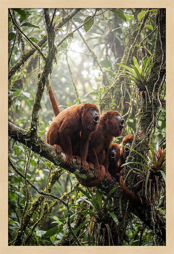 Howler Monkey Troop In Canopy