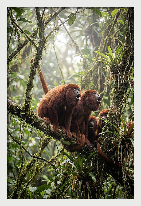 Howler Monkey Troop In Canopy