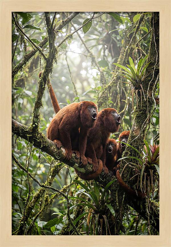 Howler Monkey Troop In Canopy