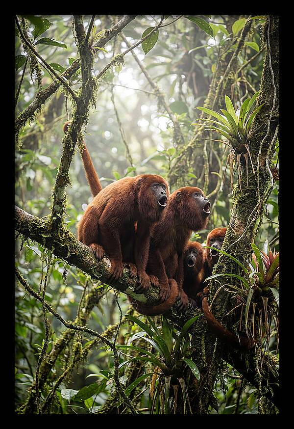 Howler Monkey Troop In Canopy