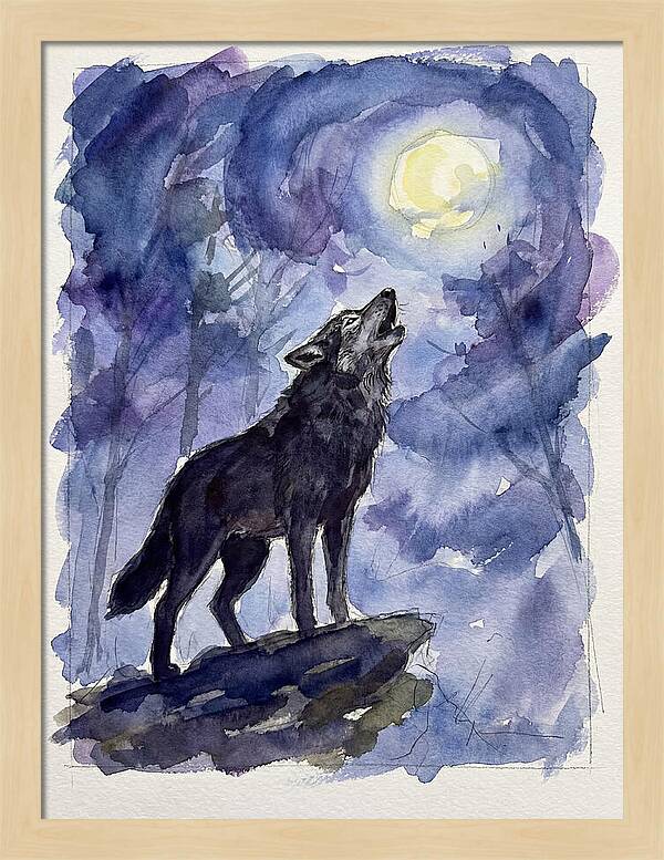 Howling Wolf Under Moonlight