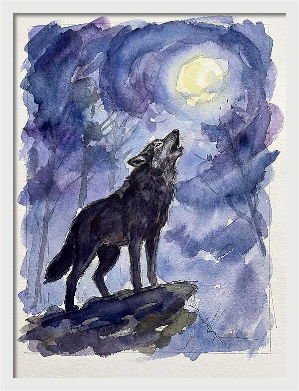 Howling Wolf Under Moonlight