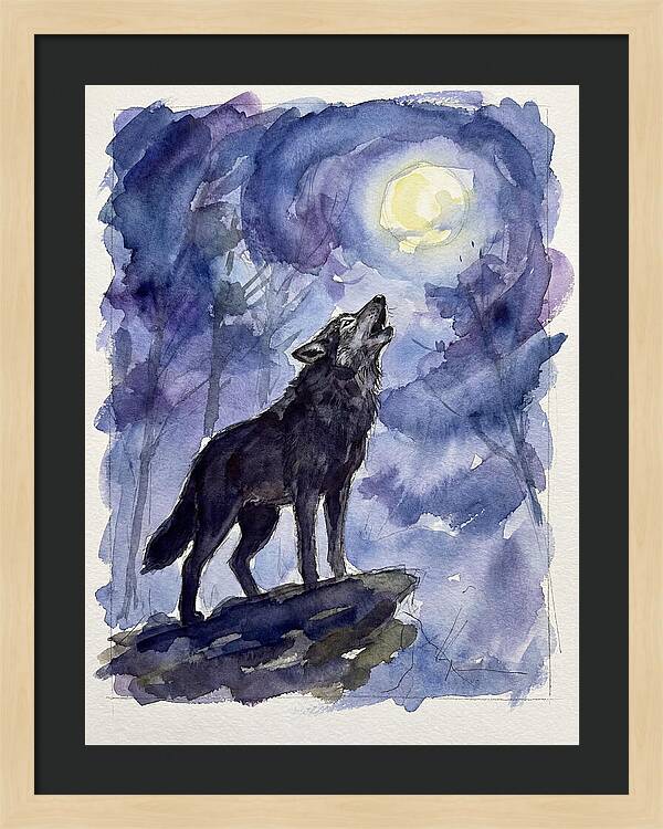 Howling Wolf Under Moonlight
