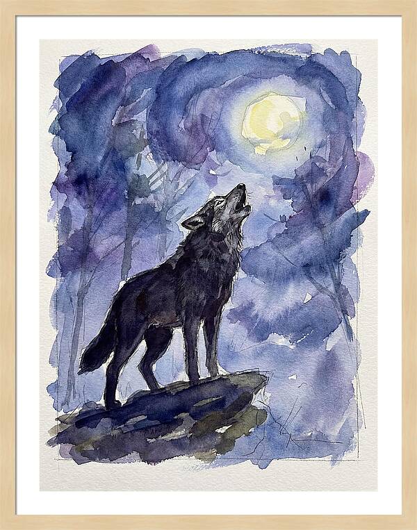 Howling Wolf Under Moonlight