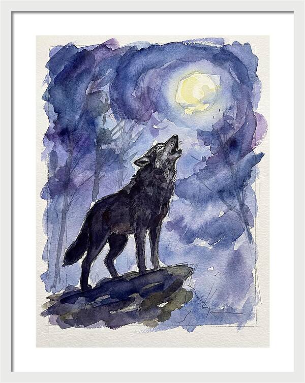 Howling Wolf Under Moonlight