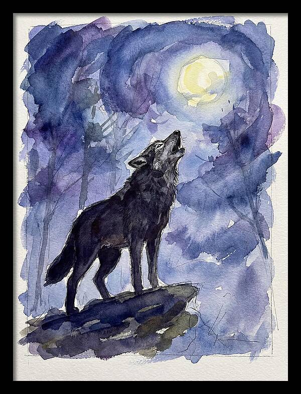 Howling Wolf Under Moonlight