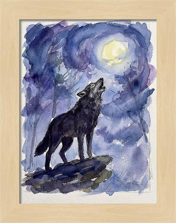 Howling Wolf Under Moonlight