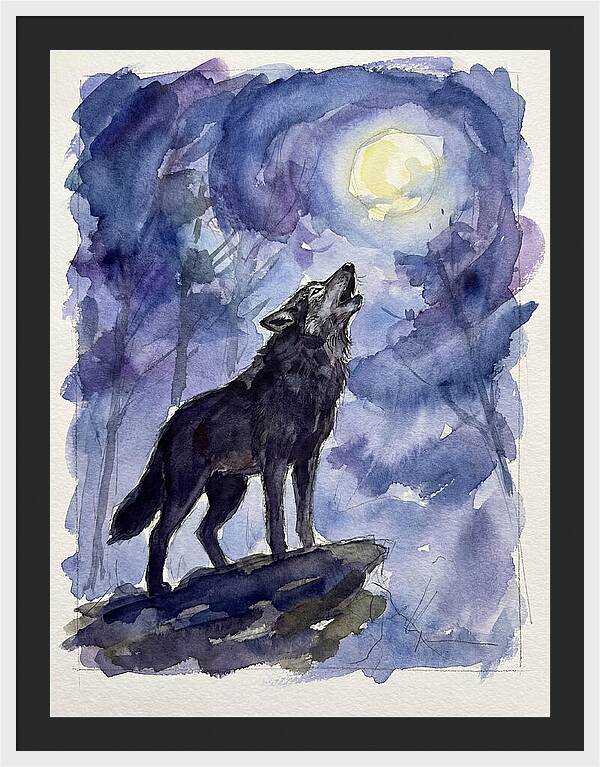 Howling Wolf Under Moonlight