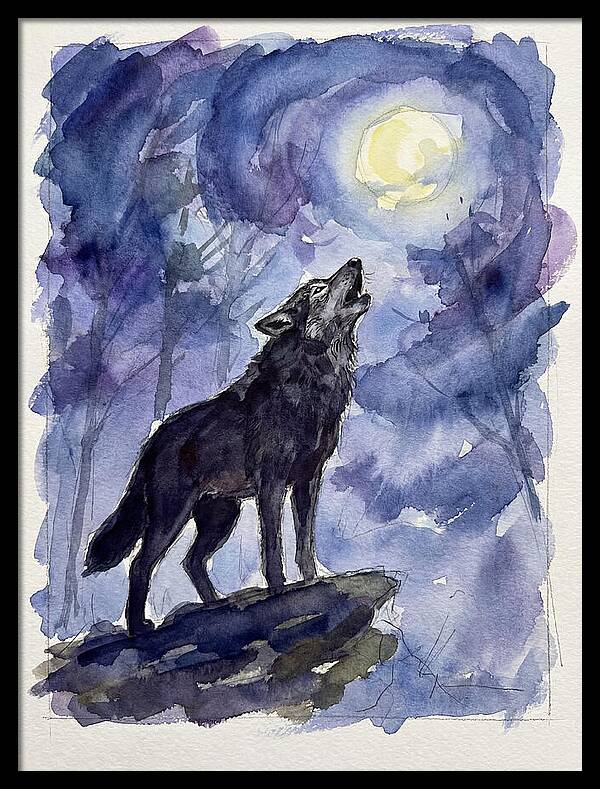 Howling Wolf Under Moonlight