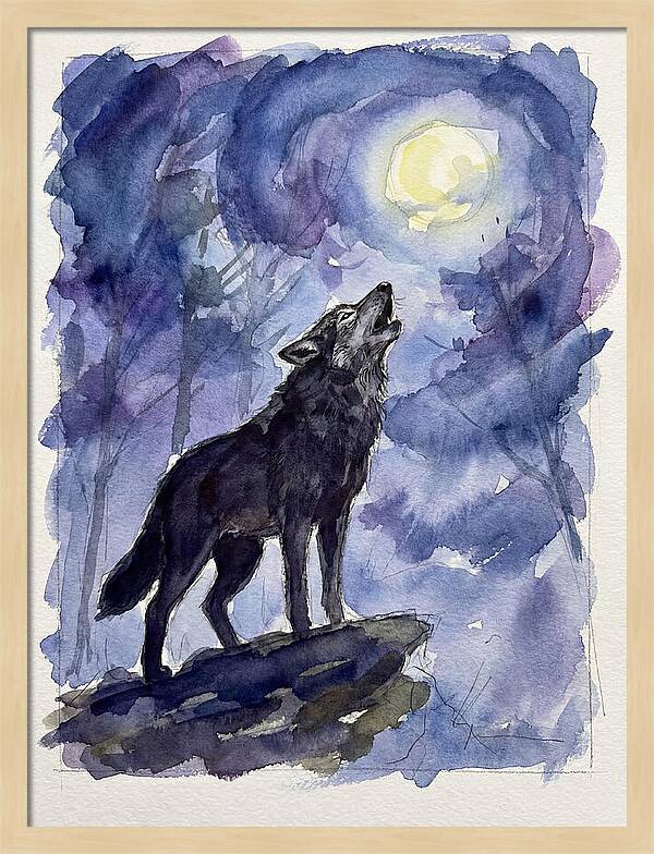 Howling Wolf Under Moonlight