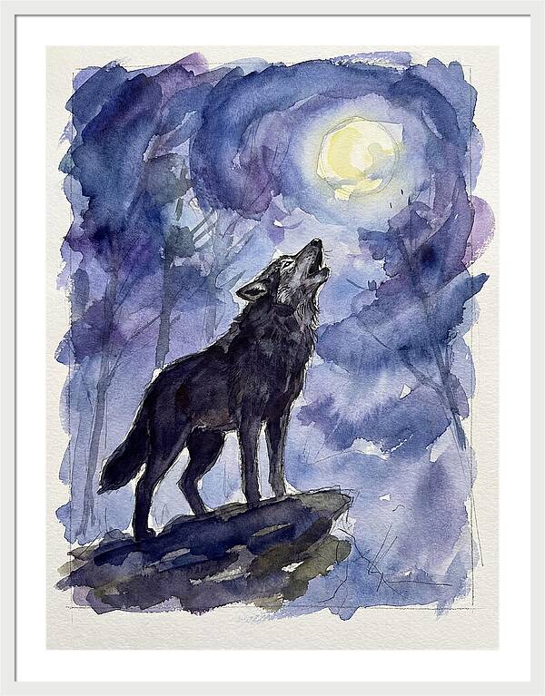 Howling Wolf Under Moonlight