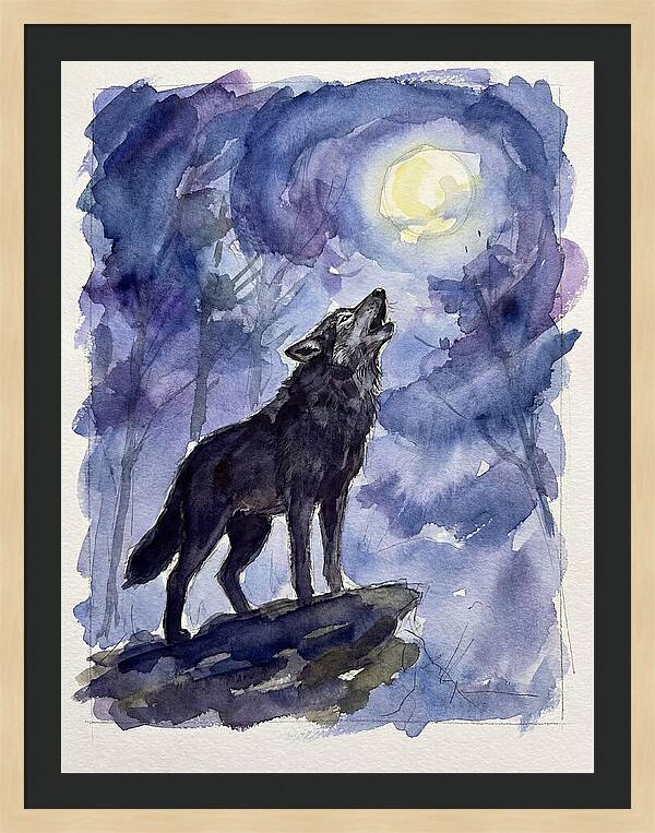 Howling Wolf Under Moonlight