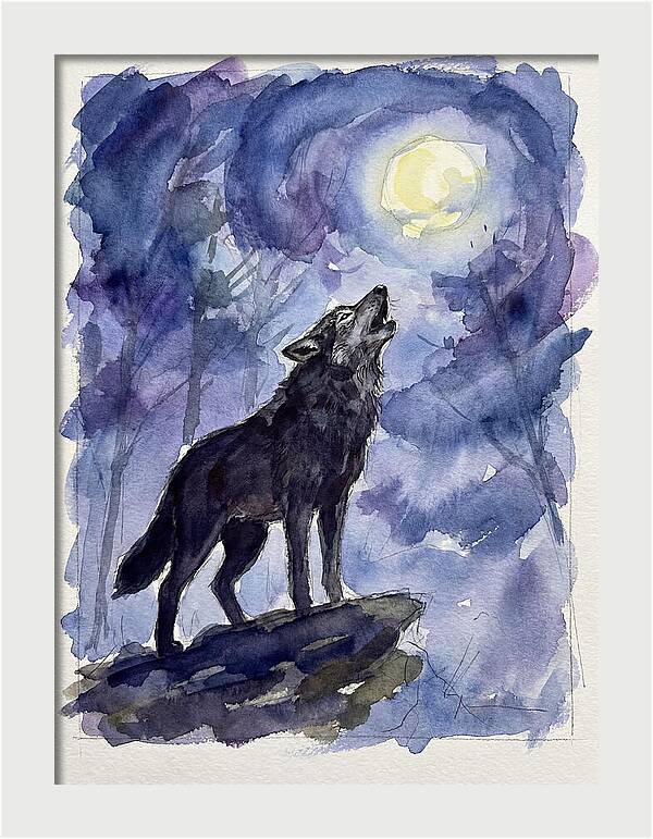 Howling Wolf Under Moonlight