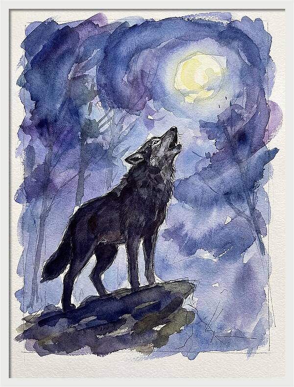 Howling Wolf Under Moonlight