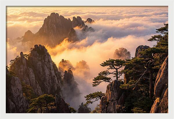 Huangshan Sunrise Over Clouds