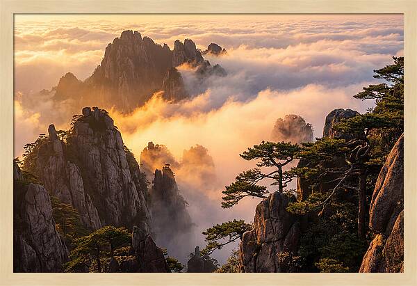 Huangshan Sunrise Over Clouds