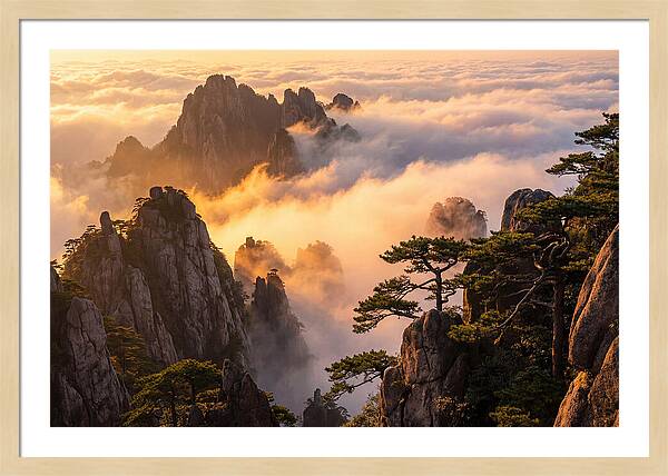 Huangshan Sunrise Over Clouds