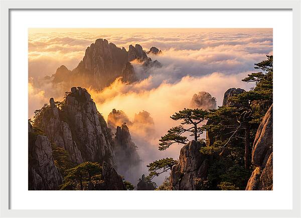 Huangshan Sunrise Over Clouds
