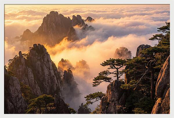 Huangshan Sunrise Over Clouds