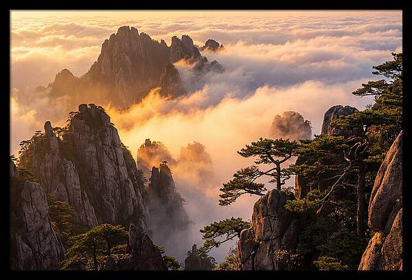 Huangshan Sunrise Over Clouds