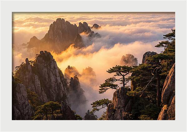 Huangshan Sunrise Over Clouds