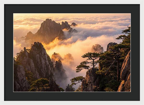 Huangshan Sunrise Over Clouds