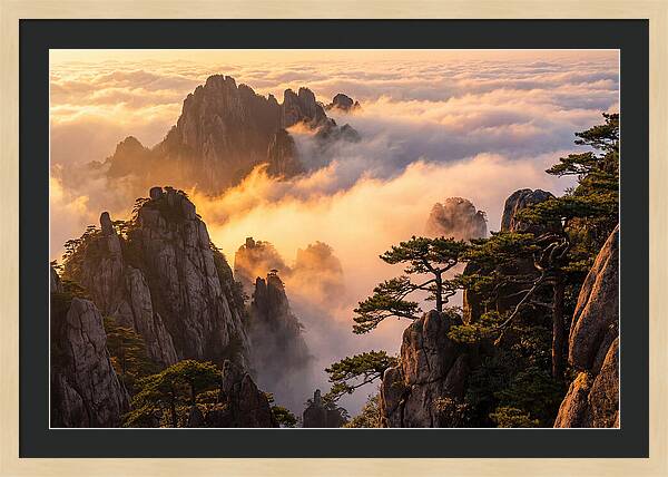 Huangshan Sunrise Over Clouds