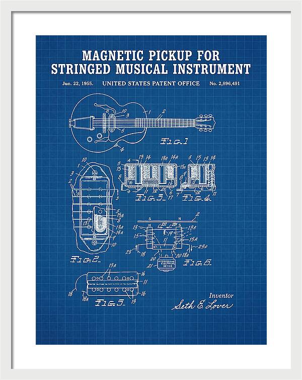 Humbucker Guitar Pickup Seth Lover Blueprint Patent Us2896491a