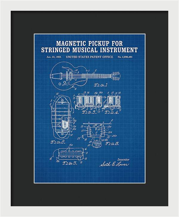 Humbucker Guitar Pickup Seth Lover Blueprint Patent Us2896491a