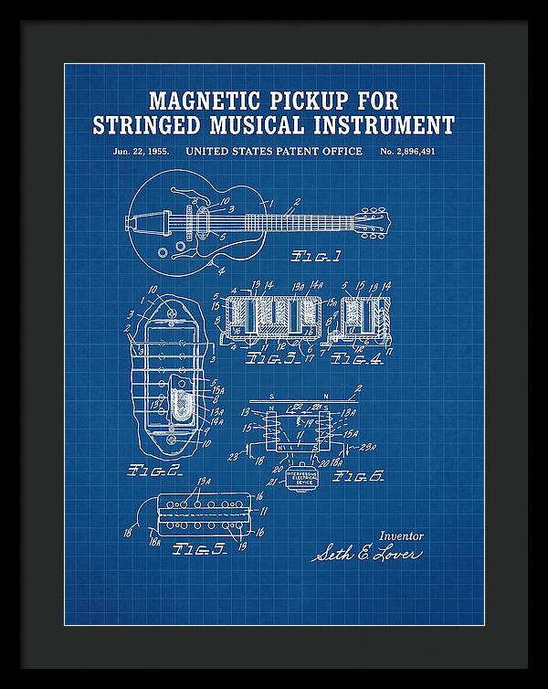 Humbucker Guitar Pickup Seth Lover Blueprint Patent Us2896491a