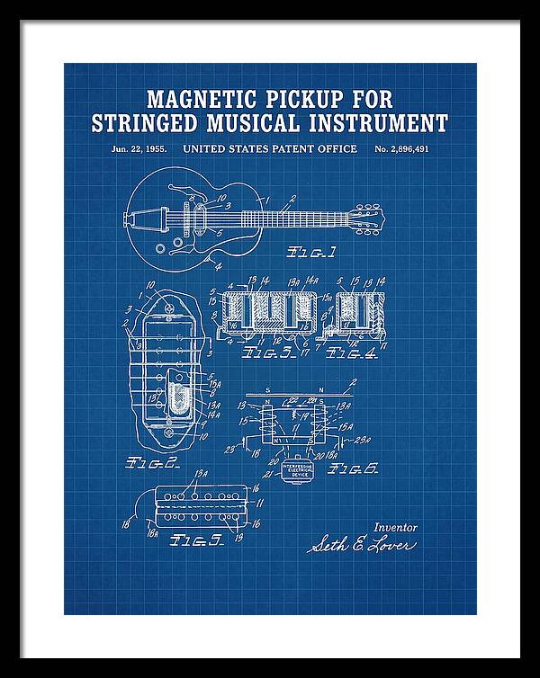 Humbucker Guitar Pickup Seth Lover Blueprint Patent Us2896491a