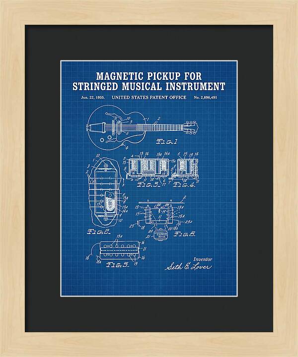 Humbucker Guitar Pickup Seth Lover Blueprint Patent Us2896491a