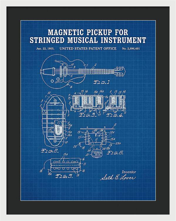 Humbucker Guitar Pickup Seth Lover Blueprint Patent Us2896491a