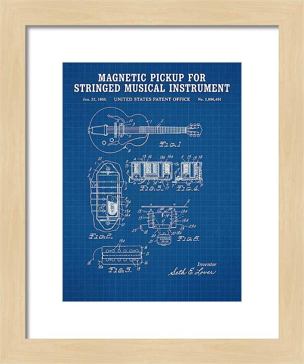 Humbucker Guitar Pickup Seth Lover Blueprint Patent Us2896491a