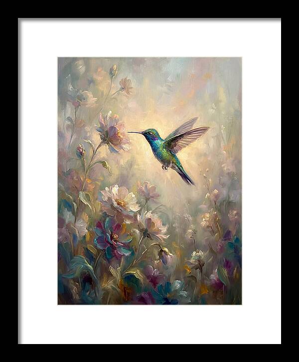 Hummingbird Among Blossoms