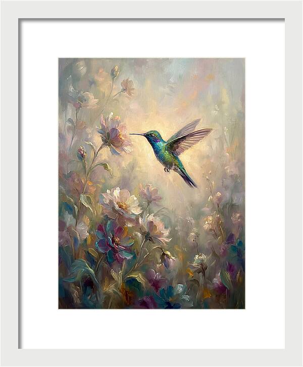 Hummingbird Among Blossoms