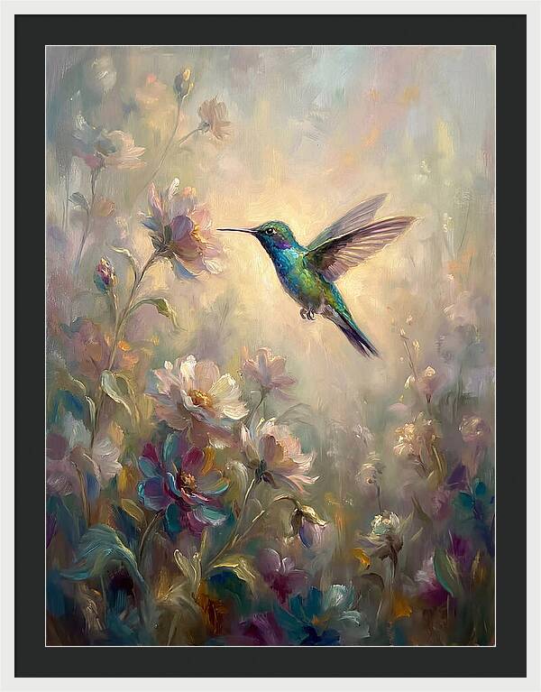 Hummingbird Among Blossoms