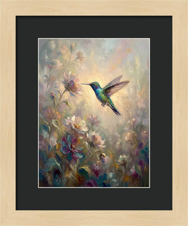 Hummingbird Among Blossoms