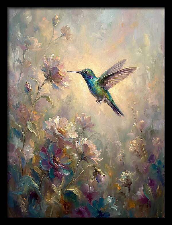 Hummingbird Among Blossoms