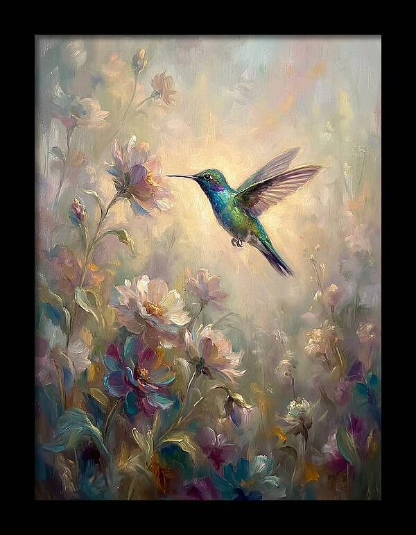 Hummingbird Among Blossoms