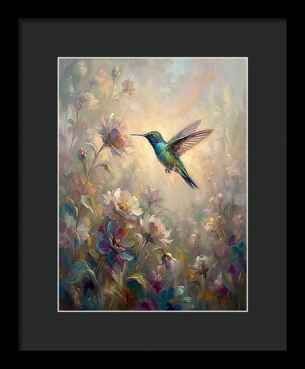 Hummingbird Among Blossoms