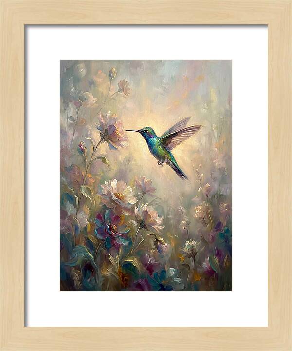 Hummingbird Among Blossoms