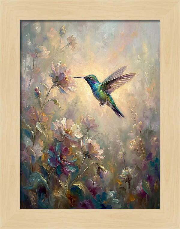 Hummingbird Among Blossoms
