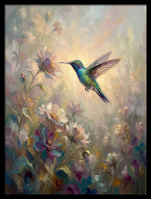 Hummingbird Among Blossoms