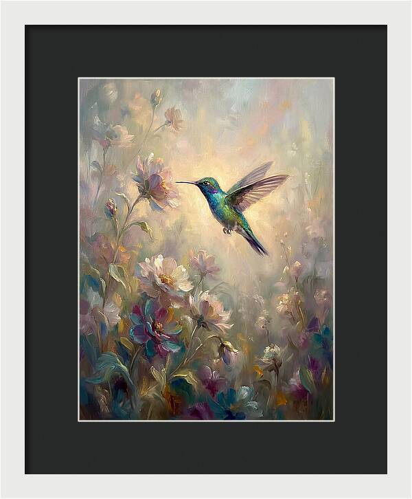 Hummingbird Among Blossoms