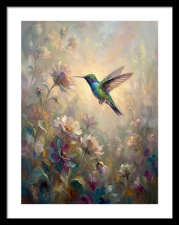Hummingbird Among Blossoms