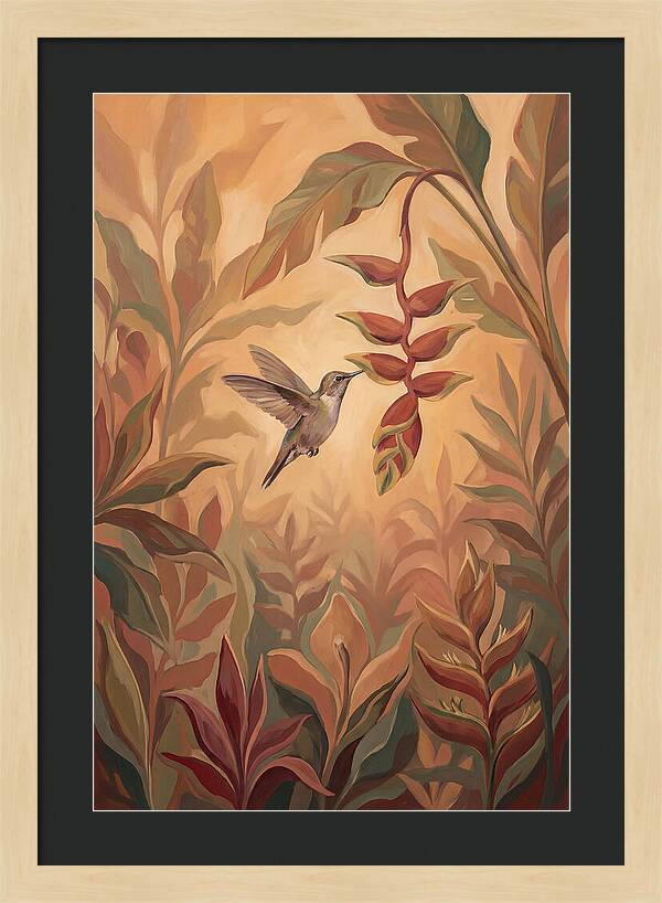 Hummingbird Among Tropical Foliage